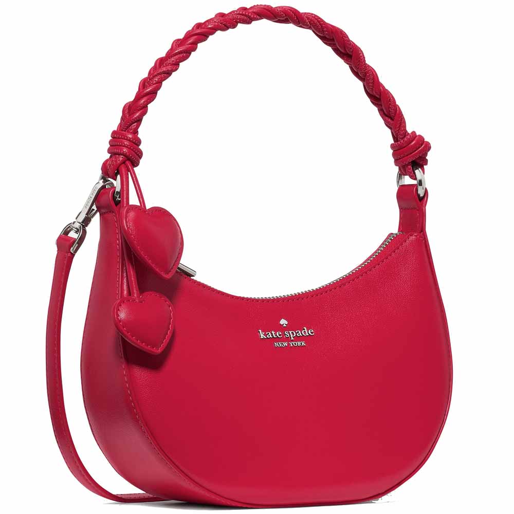 Kate Spade Nova Braided Strap Shoulder Bag Cherry Rouge Dark Red # KN610