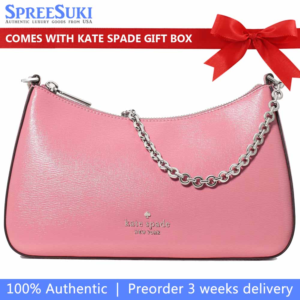 Kate Spade Margot Textured Patent Leather Convertible Crossbody Grapefruit Soda Blush Pink # KN249