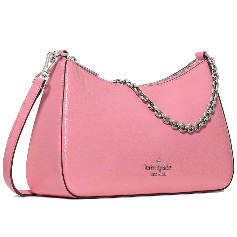 Kate Spade Margot Textured Patent Leather Convertible Crossbody Grapefruit Soda Blush Pink # KN249