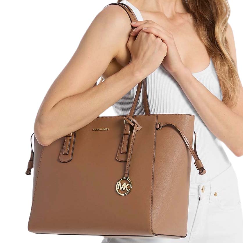 Michael Kors Voyager Large Saffiano Leather Tote Bag Luggage Brown # 35R6GV6T7L