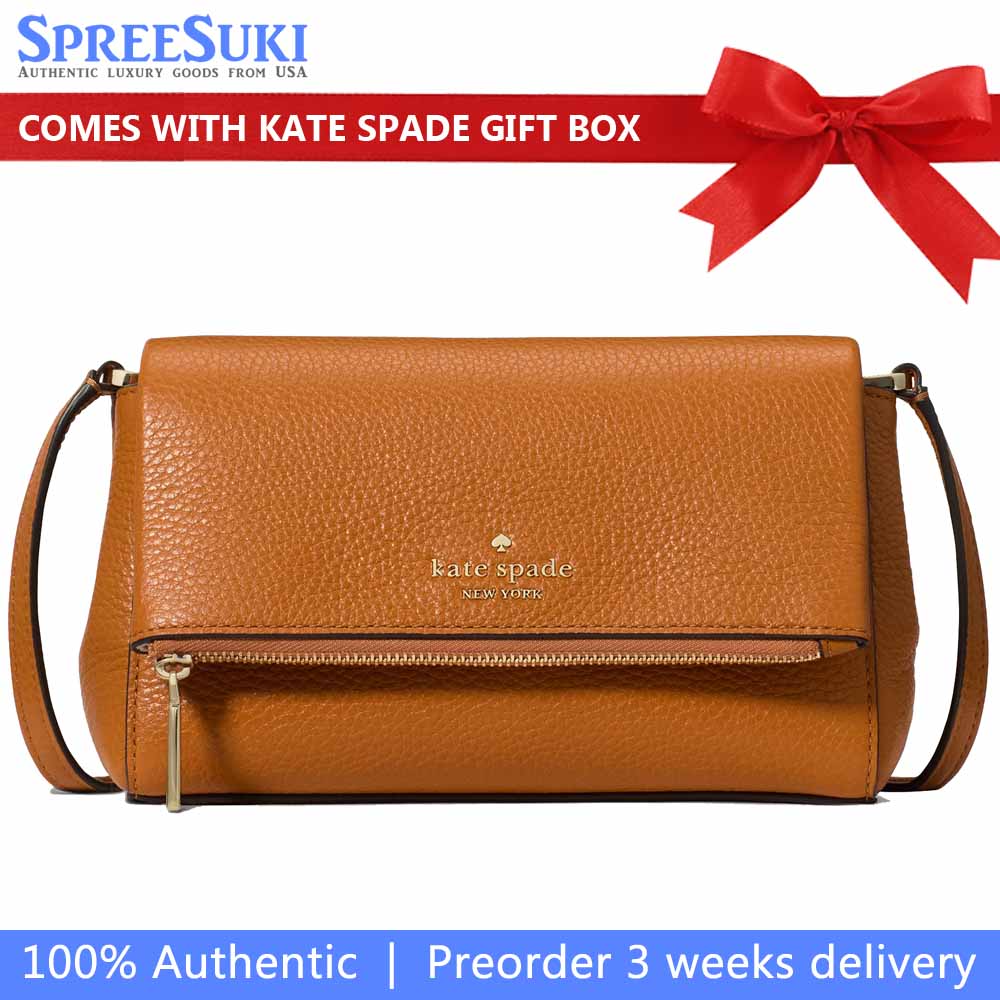 Kate Spade Leila Mini Crossbody Orange Jasper Brown # KE487