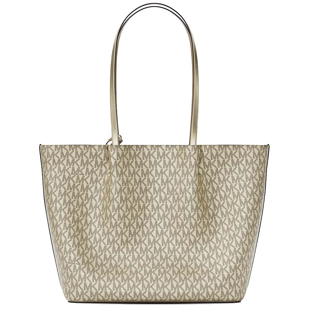 Michael Kors Carson Large Metallic Signature Logo Tote Bag Pale Gold # 35R6G2ZT3O