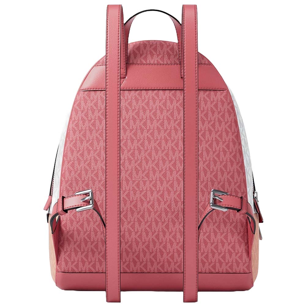 Michael Kors Rhea Medium Color-Block Signature Logo Backpack Hibiscus Pink # 35S5SRAB6V