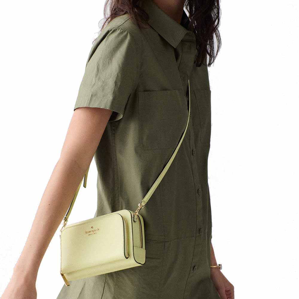 Kate Spade Staci Dual Zip Around Mini Crossbody Tennis Ball Light green # KG036