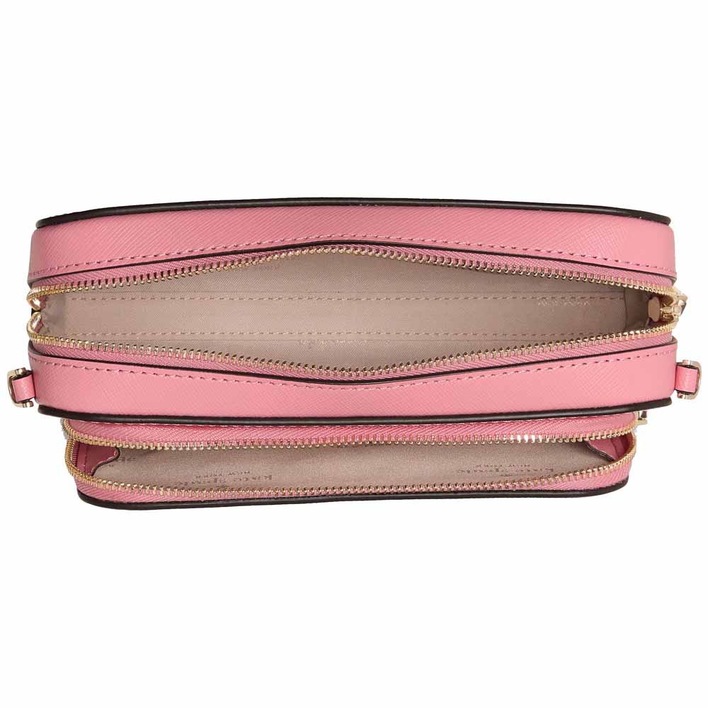 Kate Spade Staci Dual Zip Around Mini Crossbody Grapefruit Soda Blush Pink # KG036