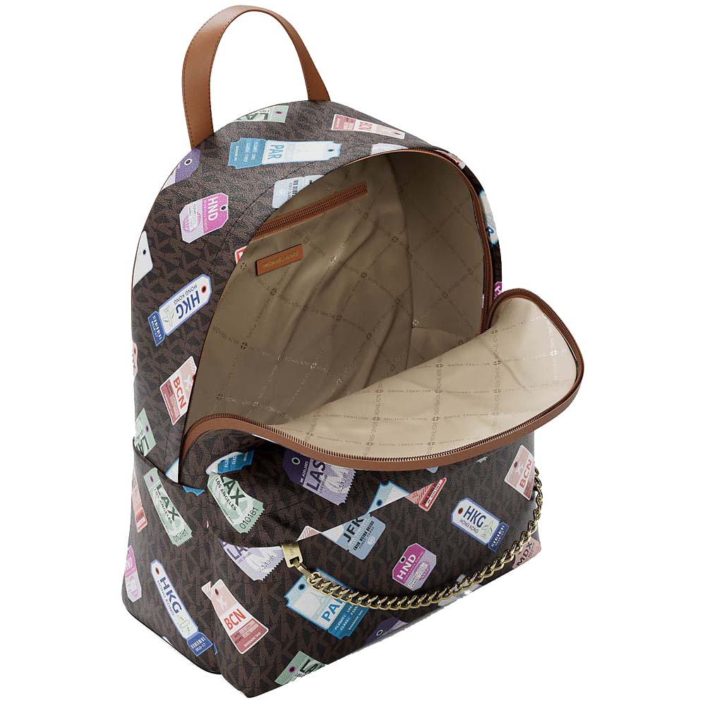 Michael Kors Slater Medium Printed Signature Logo Backpack Brown # 35R6G04B2V