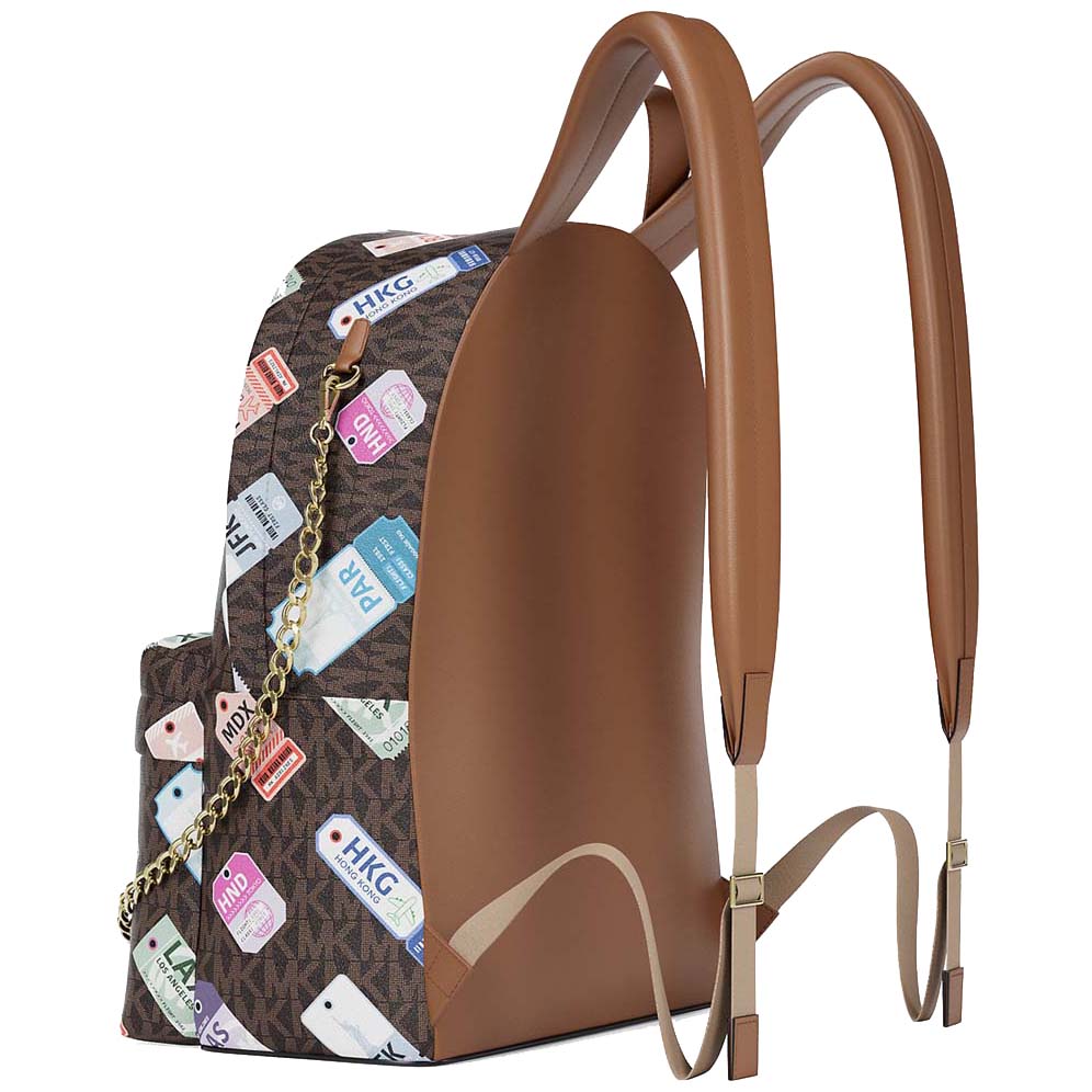 Michael Kors Slater Medium Printed Signature Logo Backpack Brown # 35R6G04B2V