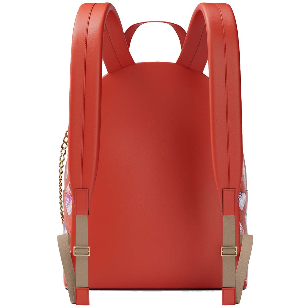 Michael Kors Slater Medium Printed Signature Logo Backpack Dark Sangria Orange # 35R6G04B2V