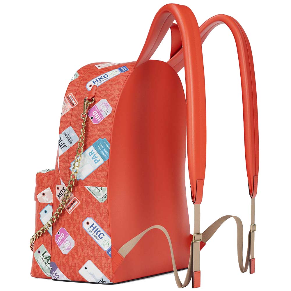Michael Kors Slater Medium Printed Signature Logo Backpack Dark Sangria Orange # 35R6G04B2V