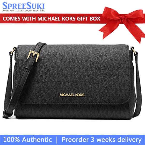 Michael Kors Crossbody Bag Sling Pouch Medium Convertible Pouchette Jet Set Item Black # 35H8GTTC6B