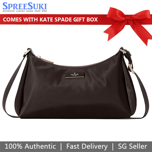 Kate Spade Carter Nylon Small Shoulder Bag Hot Fudge Chocolate # KL967