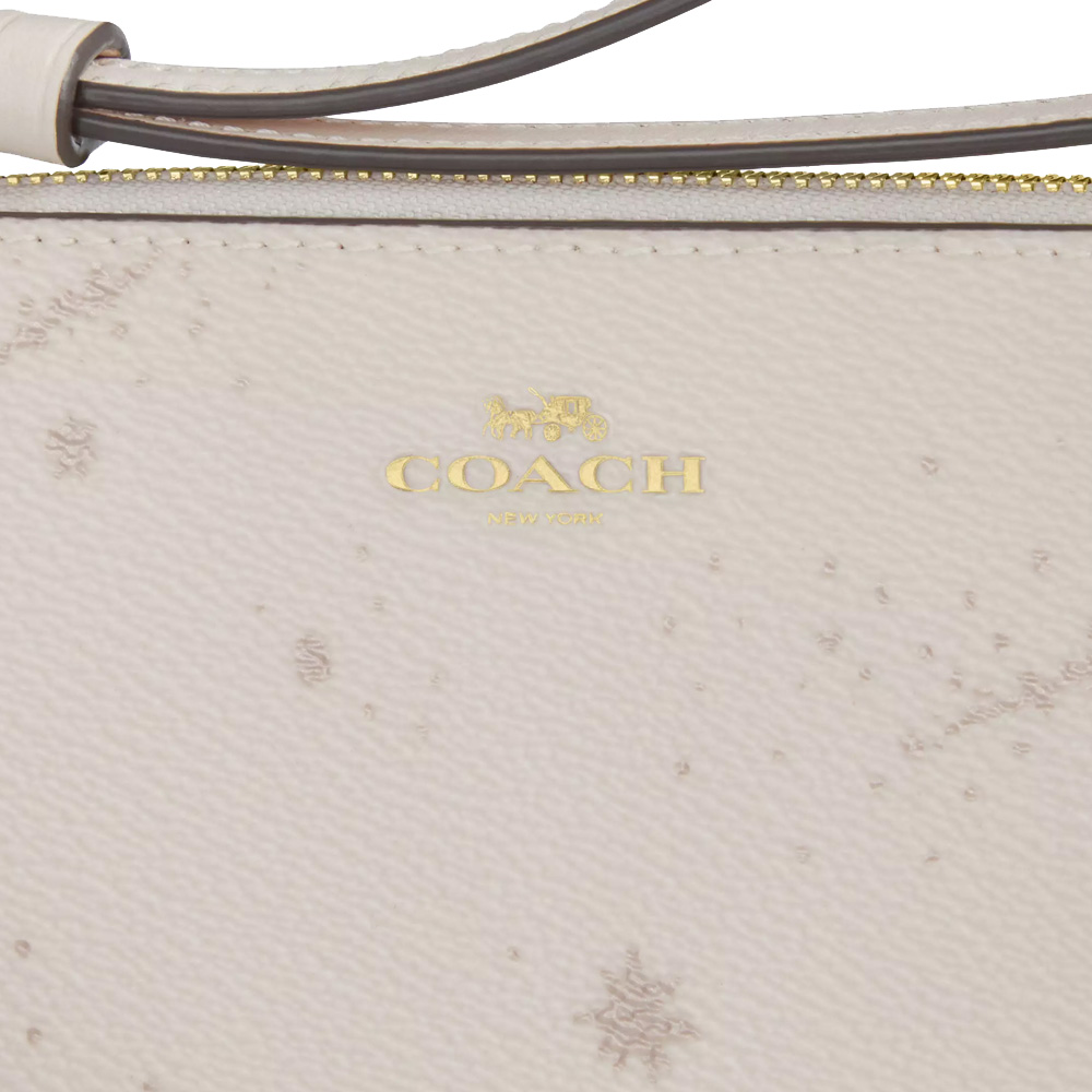 Coach Corner Zip Wristlet With Star Print Chalk Multi Antique White # CCK76