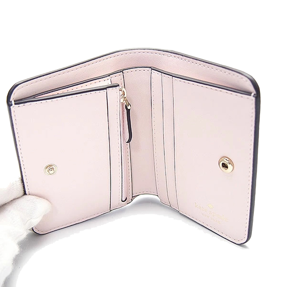 Kate Spade Lena Pebbled Leather Small Slim Bifold Wallet Blush Cloud Pink # KH788