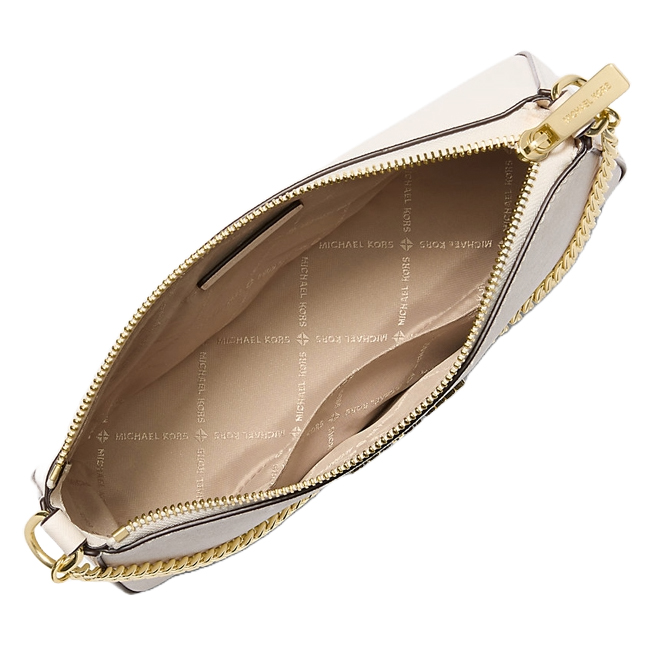 Michael Kors Jet Set Medium Saffiano Leather Crossbody Bag Sling Light Cream Off White # 35S0GTVU6L