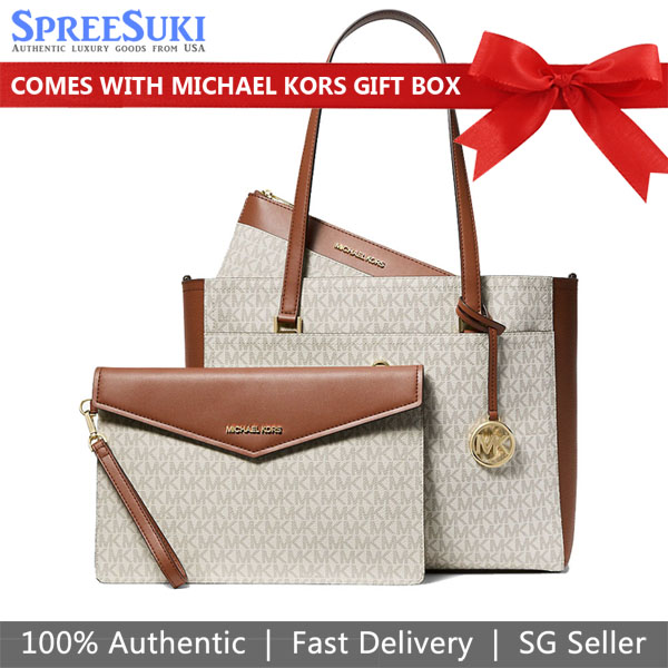 Michael Kors Maisie Large Logo 3-In-1 Tote Bag Vanilla Off White # 35T1G5MT7B