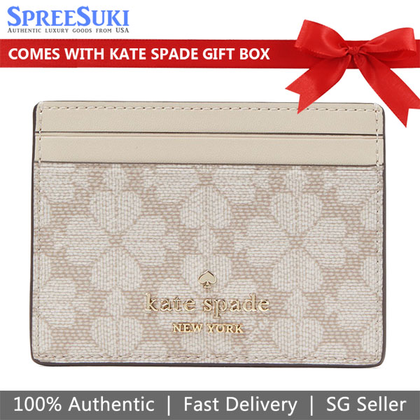 Kate Spade Spade Flower Small Slim Card Holder Dark Beige Multi # KI371
