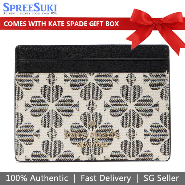 Kate Spade Spade Flower Small Slim Card Holder Black Multi # KI371