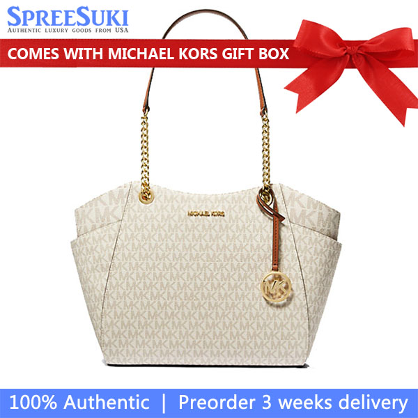 Michael Kors Jet Set Travel Large Chain Shoulder Tote Vanilla Off White # 35S4GTVT3B