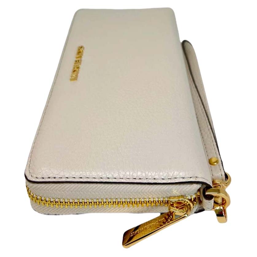 Michael Kors Long Wallet Jet Set Continental Wristlet Wallet Light Cream Antique White # 35T7GTVE7L