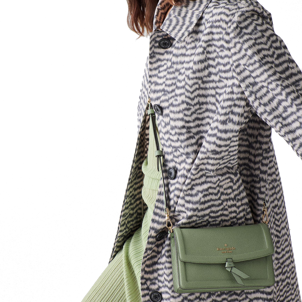 Kate Spade Knott Mini Flap Crossbody Balsam Green Dark Green # KM611