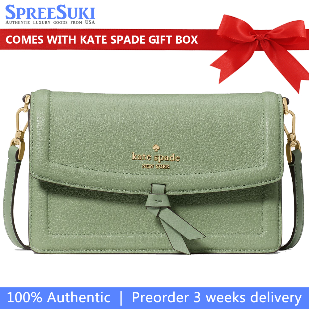 Kate Spade Knott Mini Flap Crossbody Balsam Green Dark Green # KM611