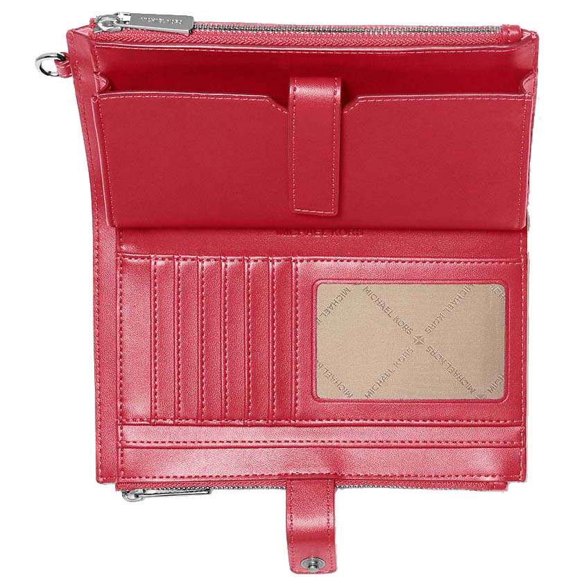 Michael Kors Jet Set Large Ombré Signature Logo Wristlet Hibiscus Multi Pink # 35F5STVW3B