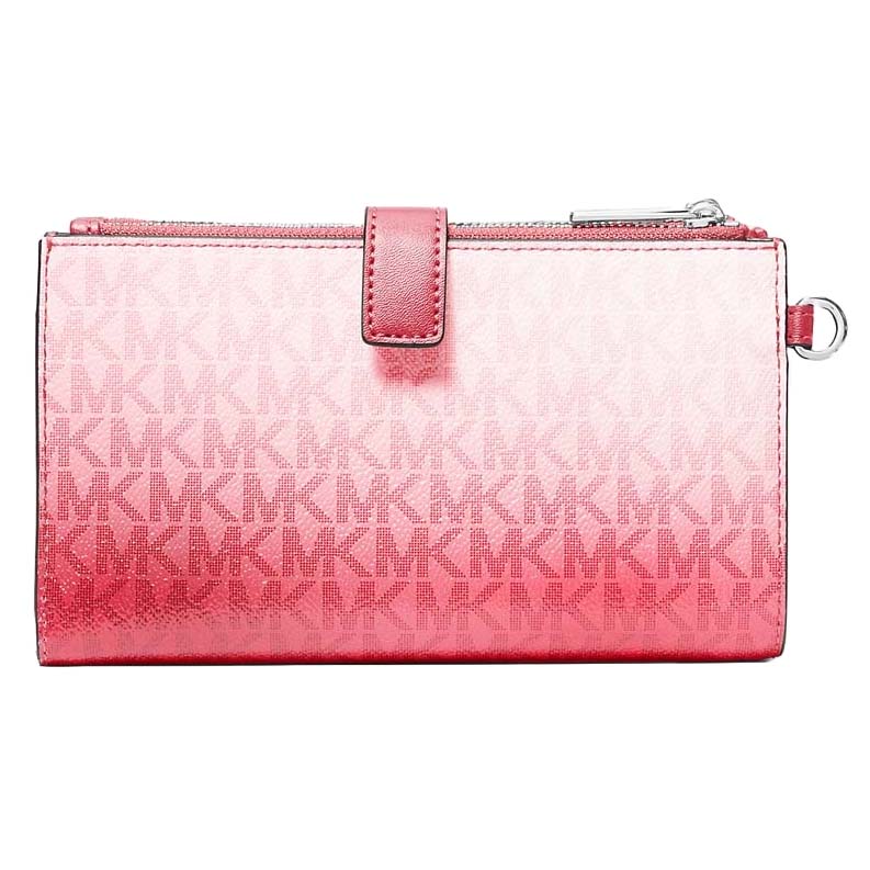 Michael Kors Jet Set Large Ombré Signature Logo Wristlet Hibiscus Multi Pink # 35F5STVW3B
