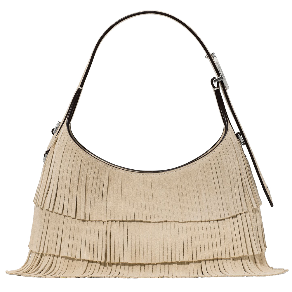 Kate Spade 454 Suede Fringe Mini Crossbody Bag Light Sand Beige # KN586