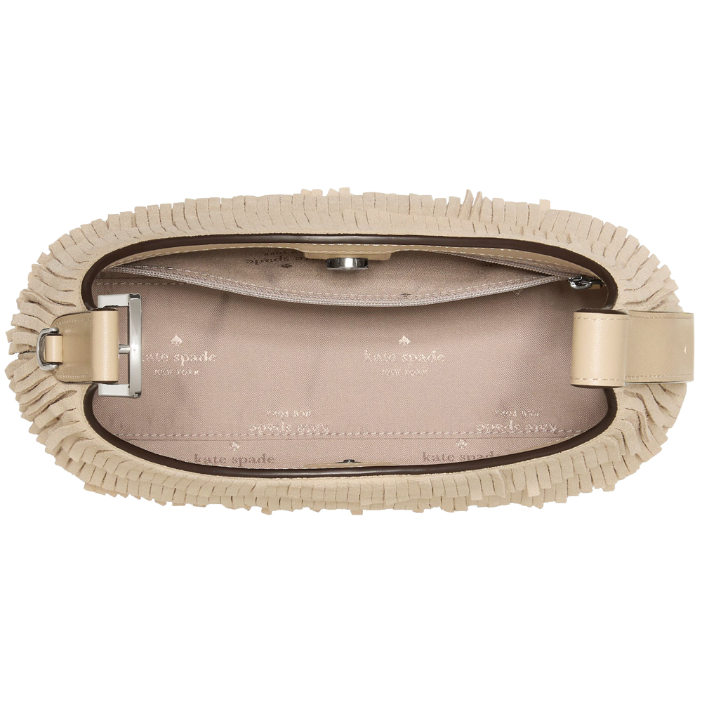 Kate Spade 454 Suede Fringe Mini Crossbody Bag Light Sand Beige # KN586