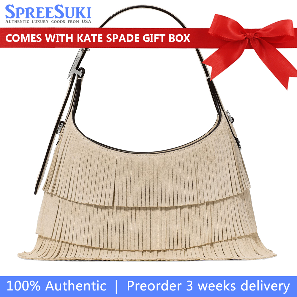 Kate Spade 454 Suede Fringe Mini Crossbody Bag Light Sand Beige # KN586