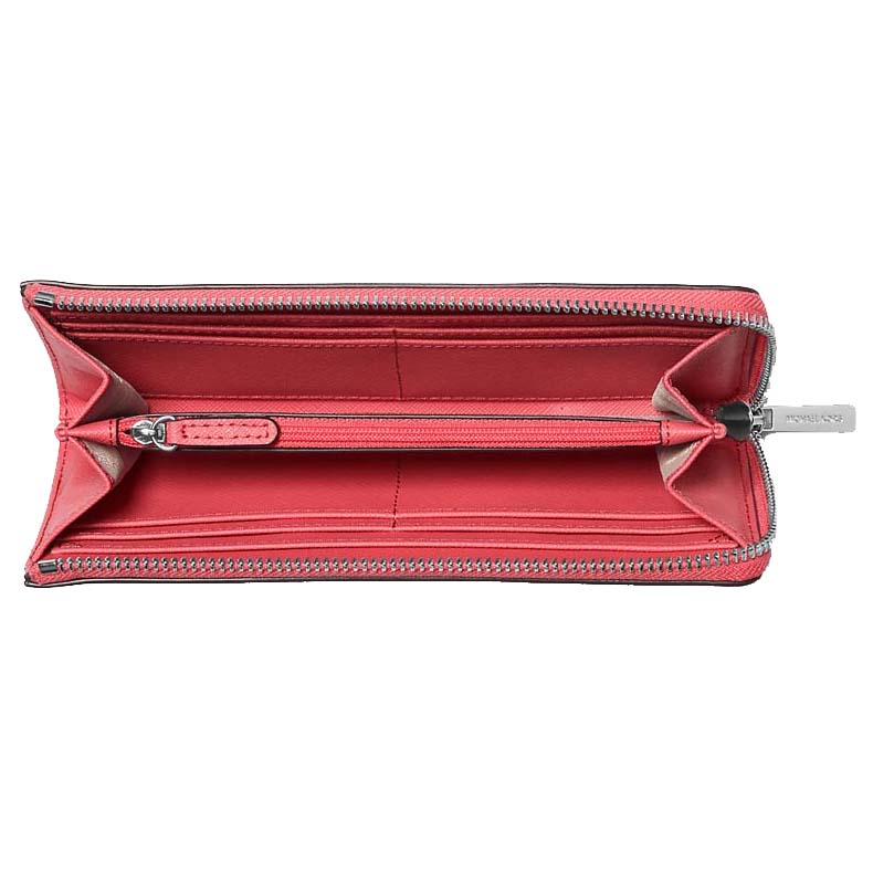 Michael Kors Jet Set Travenuel Large Saffiano Leather Quarter-Zip Wallet Hibiscus Pink # 35R4STVE3L