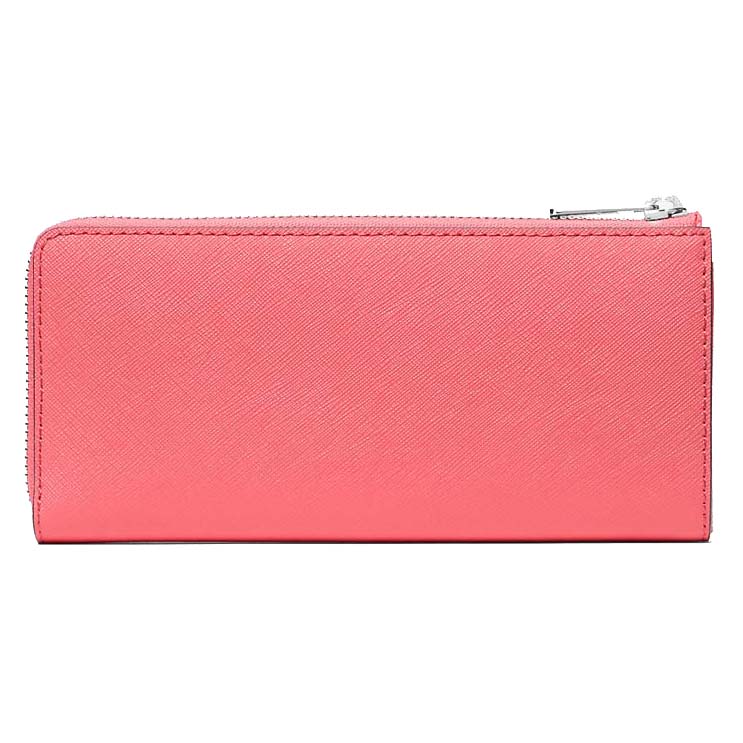 Michael Kors Jet Set Travenuel Large Saffiano Leather Quarter-Zip Wallet Hibiscus Pink # 35R4STVE3L