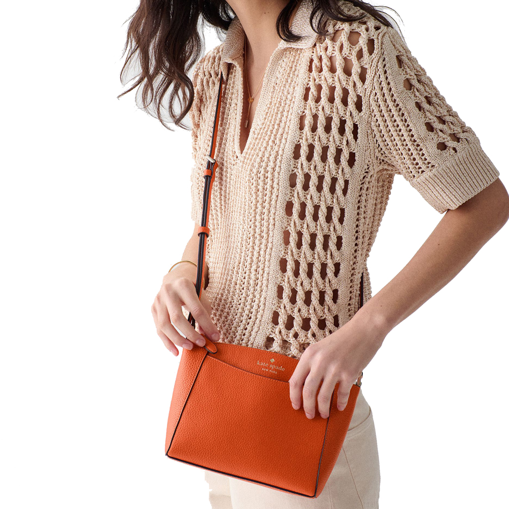 Kate Spade Crossbody Sling Bag Monica Leather Crossbody Fiery Orange DARK ORANGE # WKR00258