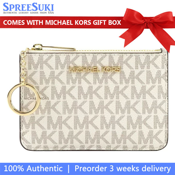 Michael Kors Small Top Zip Coin Pouch With Id Vanilla White # 35H9GTVP1B