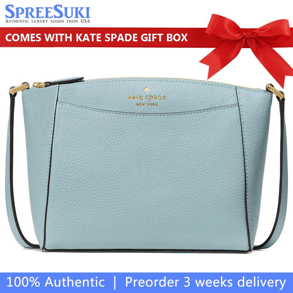 Kate Spade Crossbody Sling Bag Monica Leather Crossbody Aventurine Light blue # WKR00258