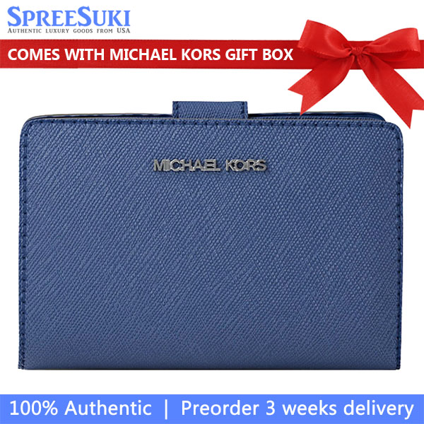 Michael Kors Medium Saffiano Leather Wallet Galaxy Blue # 35R4STVF6L