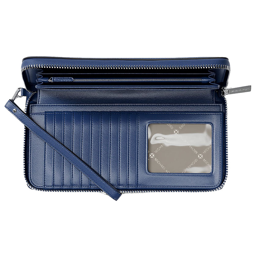 Michael Kors Large Pebbled Leather Continental Wallet Galaxy Blue # 35F7STVE7L