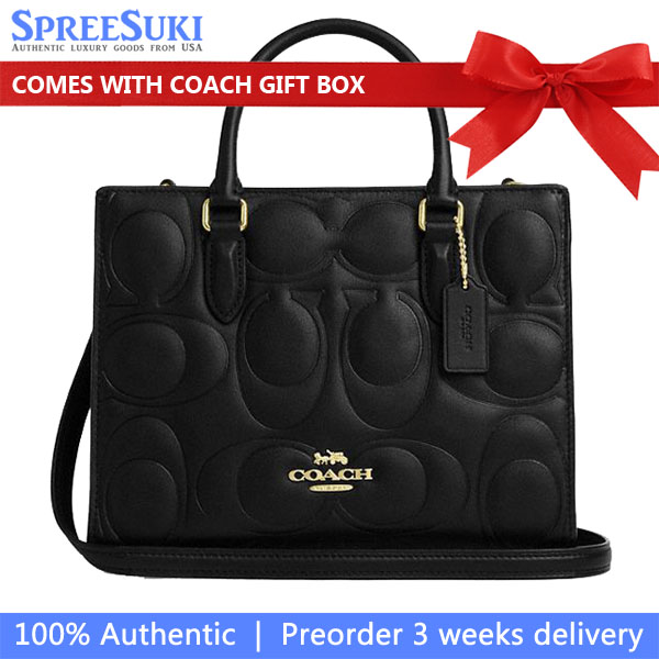 Coach Maggie Small Tote Bag In Signature Leather Black # CY670