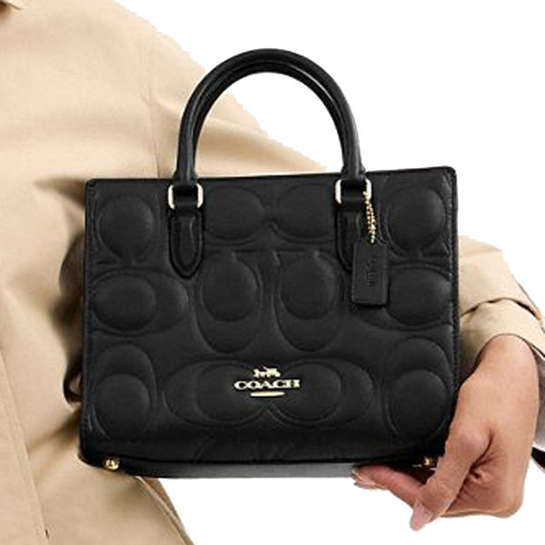 Coach Maggie Small Tote Bag In Signature Leather Black # CY670