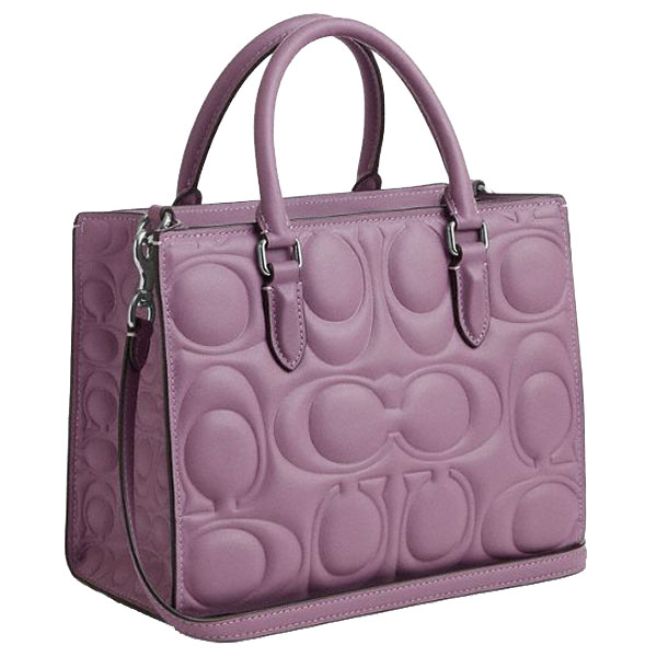 Coach Maggie Small Tote Bag In Signature Leather Silver Jasmine Light Purple # CY670
