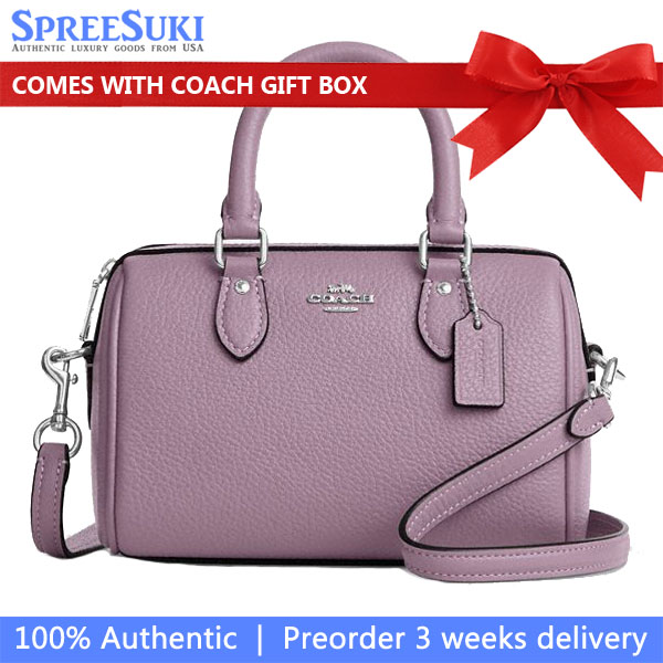 Coach Mini Rowan Crossbody Bag Silver Jasmine Light Purple # CW328