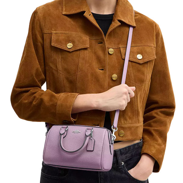 Coach Mini Rowan Crossbody Bag Silver Jasmine Light Purple # CW328