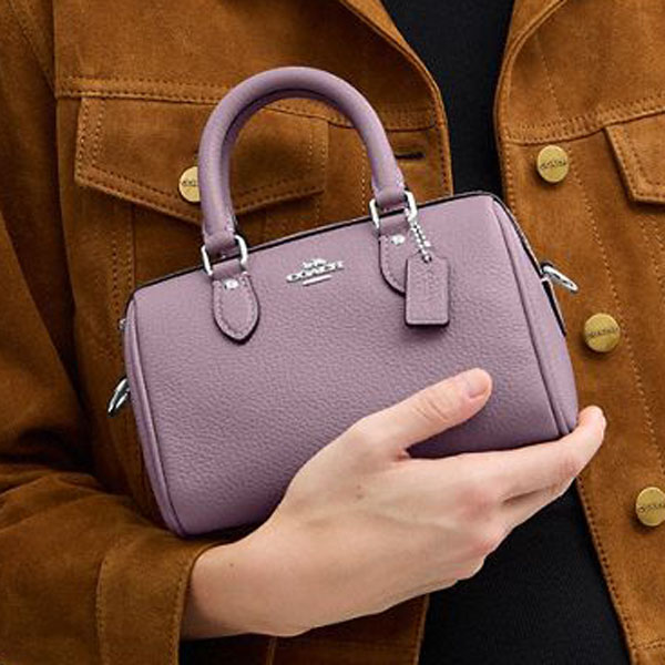 Coach Mini Rowan Crossbody Bag Silver Jasmine Light Purple # CW328