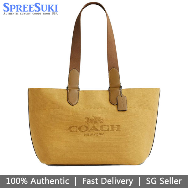 Coach Small Tour Tote Bag Gunmetal Yellow # CCG39