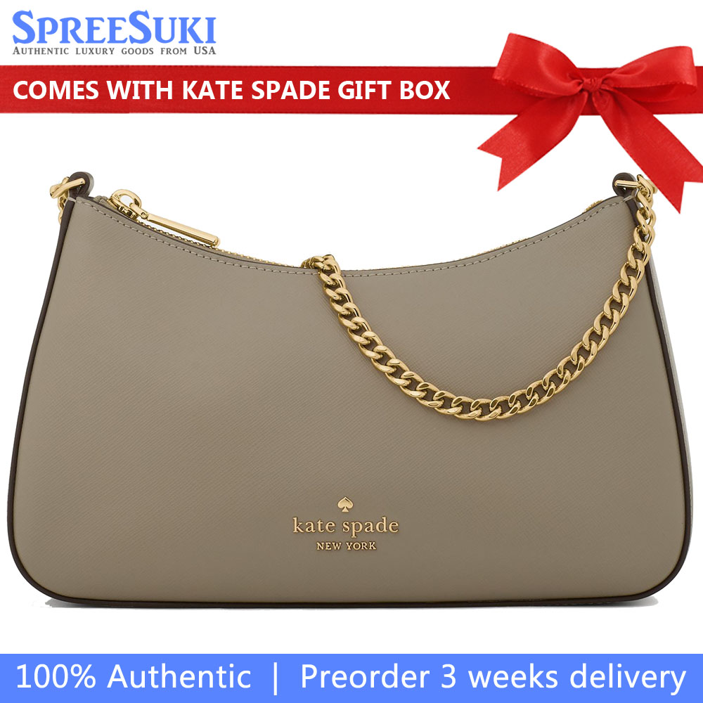 Kate Spade Crossbody Bag Sling Madison Convertible Crossbody Oyster Shell Dark Grey # KC439