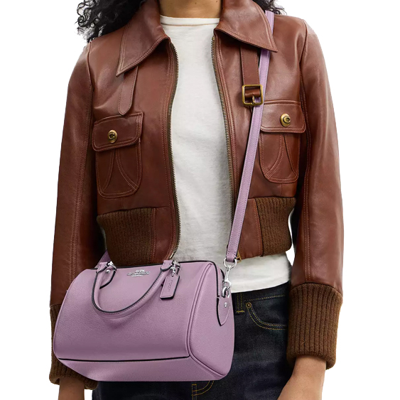 Coach Rowan Satchel Bag Silver Jasmine Light Purple # CV962