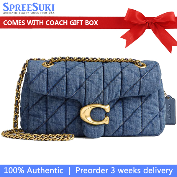 Coach Tabby Shoulder Bag 26 With Quilting Brass Indigo Blue # CR704