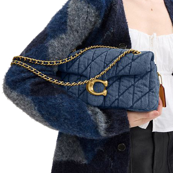 Coach Tabby Shoulder Bag 26 With Quilting Brass Indigo Blue # CR704