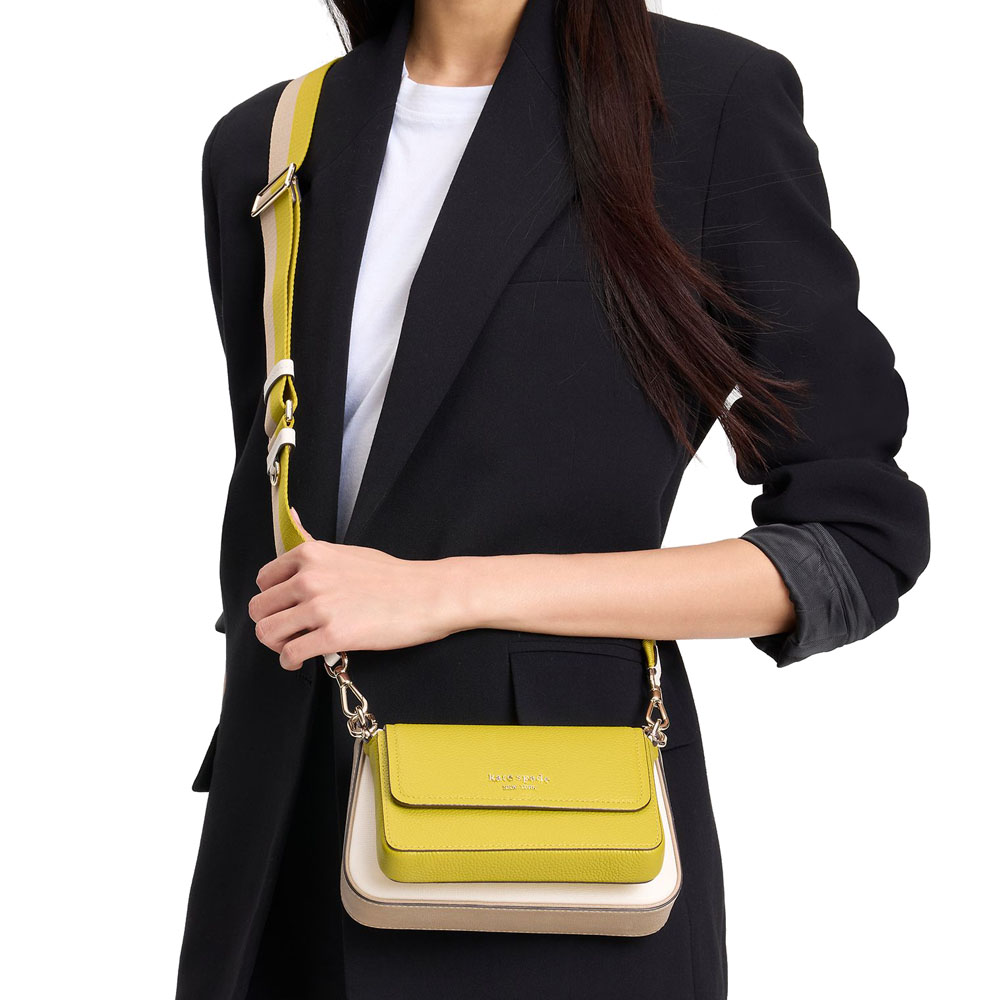 Kate Spade Double Up Colorblocked Crossbody Tigers Eye Multi Yellow # KJ938