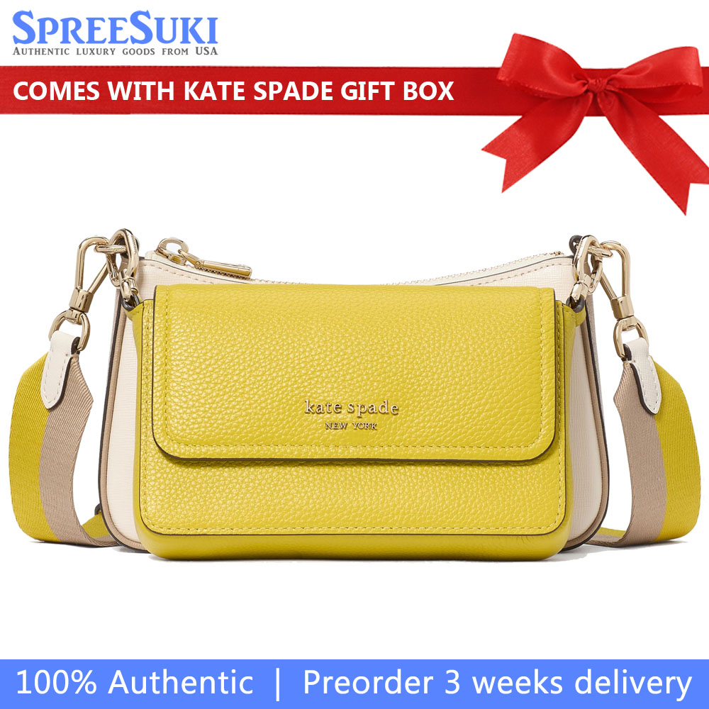 Kate Spade Double Up Colorblocked Crossbody Tigers Eye Multi Yellow # KJ938